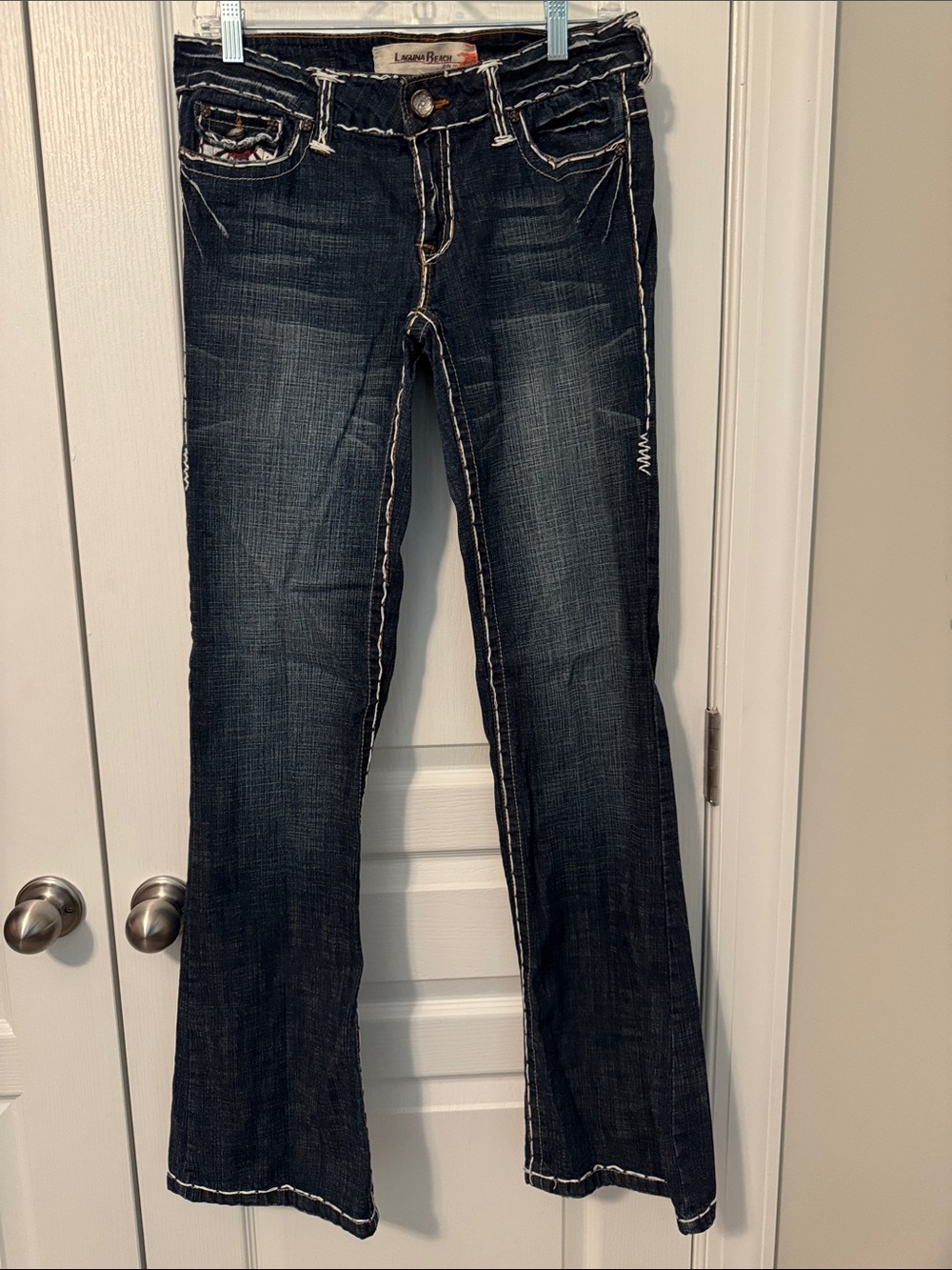 Laguna Beach Size 29 Dark Blue Flare Jeans with Contrast Stitching